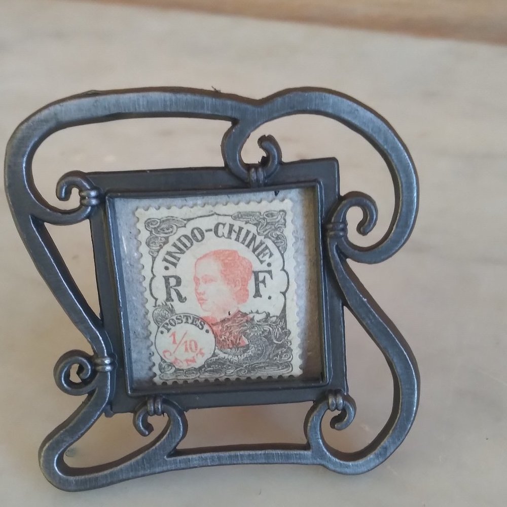 Delicate Framed Rare 1907 French Indochina Postage Stamp - Annamite Woman